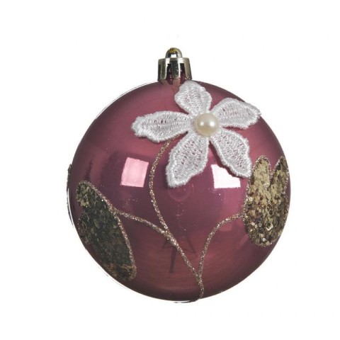 SFERA CON FIORE IN PIZZO ROSA